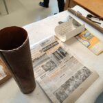 Otevírání časové schránky z věže klášterního kostela