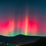 Polární záře nad Krkonošemi