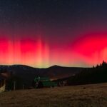 Polární záře nad Krkonošemi