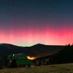 Polární záře nad Krkonošemi