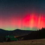 Polární záře nad Krkonošemi