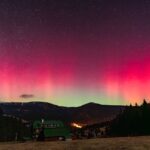 Polární záře nad Krkonošemi