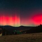 Polární záře nad Krkonošemi