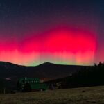 Polární záře nad Krkonošemi