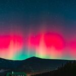 Polární záře nad Krkonošemi