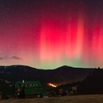 Polární záře nad Krkonošemi