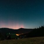 Polární záře nad Krkonošemi