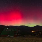 Polární záře nad Krkonošemi